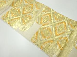 リサイクル　向かい鶴菱模様織出し袋帯